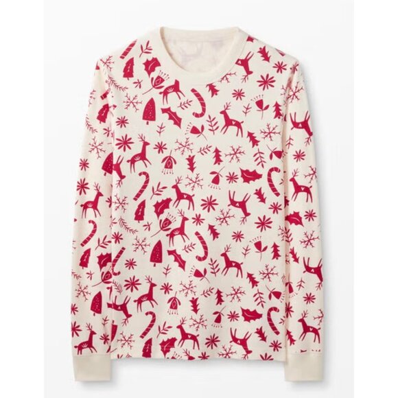 HANNA ANDERSSON Red + White Long John Unisex Christmas Pajama Set Size XXL - Picture 3 of 16